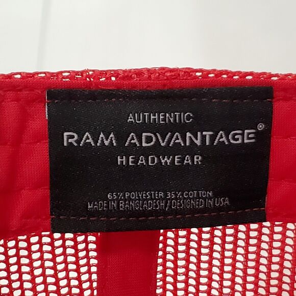 RAM ADVANTAGE Trucker Hat Snapback OSFM Red w/ Black PVC Patch Mid Profile NWT - Picture 3 of 12